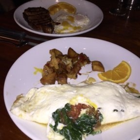 Gluten-free veggie omelette and steaks from Knickerbocker Bar & Grill